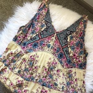 Francesca’s - Blue Rain yellow flowy top